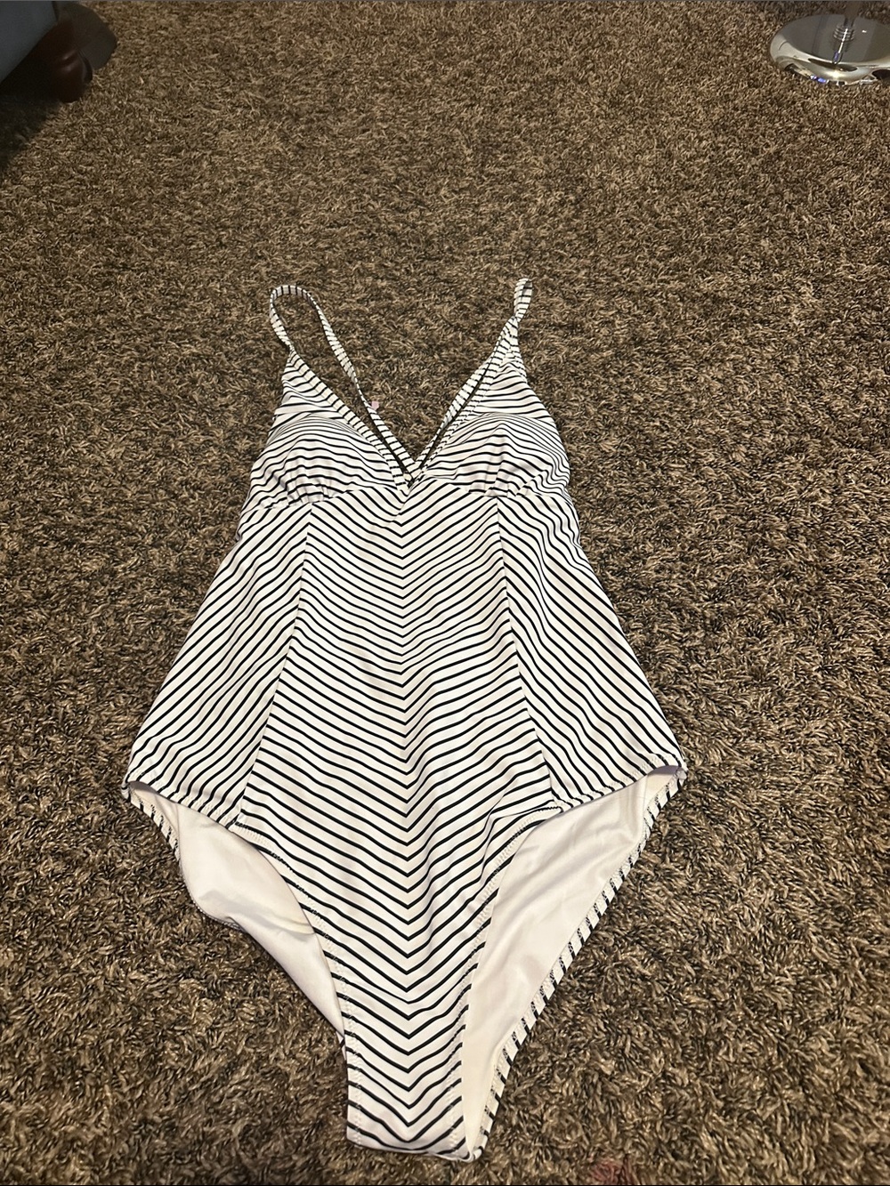 Cupshe Black and White Striped V-Neck Kids One-Piece